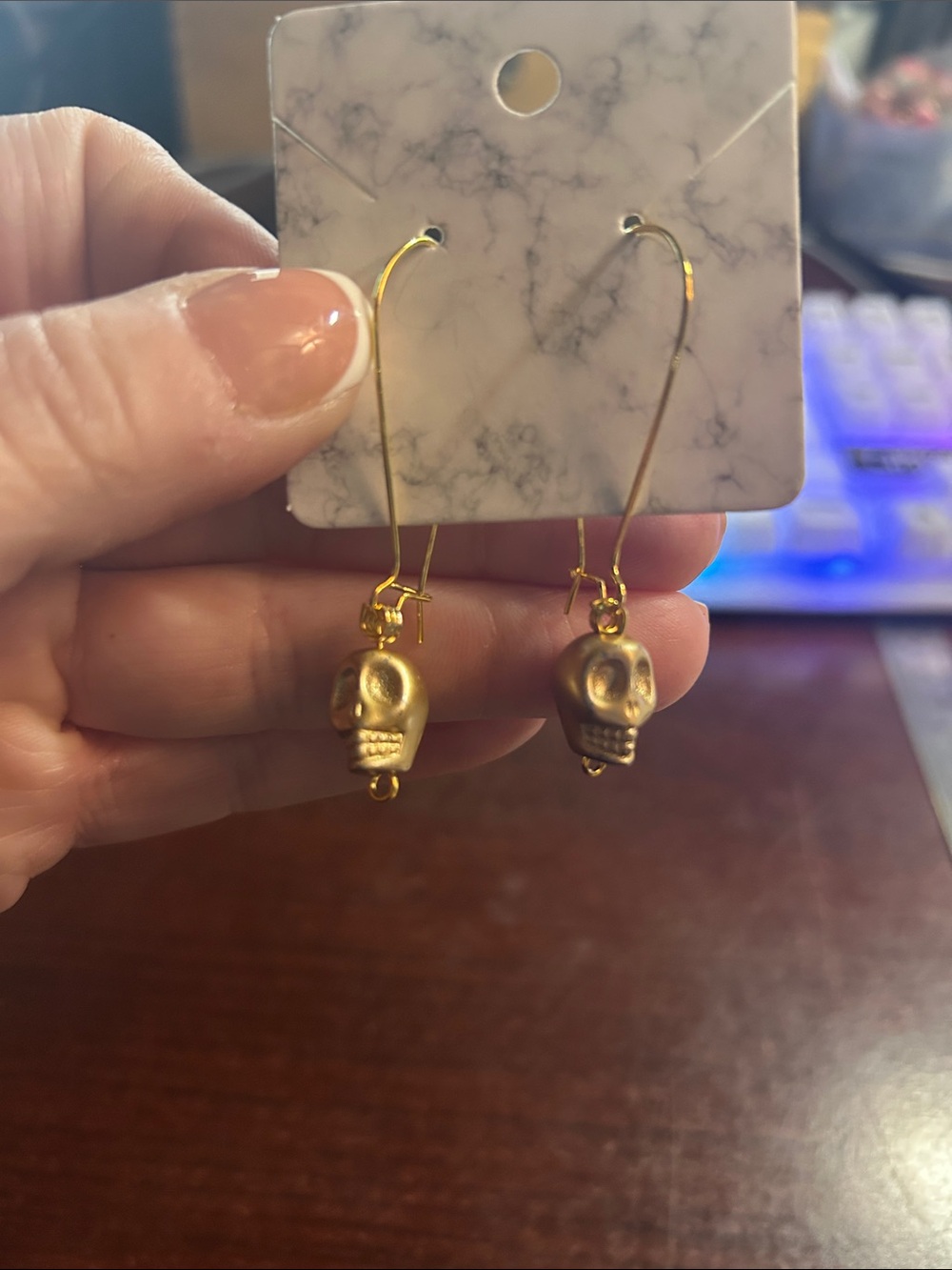 Gold Skull Drop Earrings - Women Jewelry